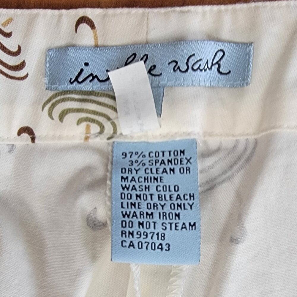 In The Wash Brand Ivory Retro Cotton Crop Pants with Umbrella Print - 6 - Picture 7 of 7